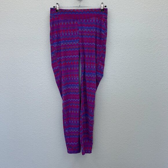 Columbia Fair Isle Patterned Fleece Pull On Leggings Pants Womens size Medium - Picture 1 of 4